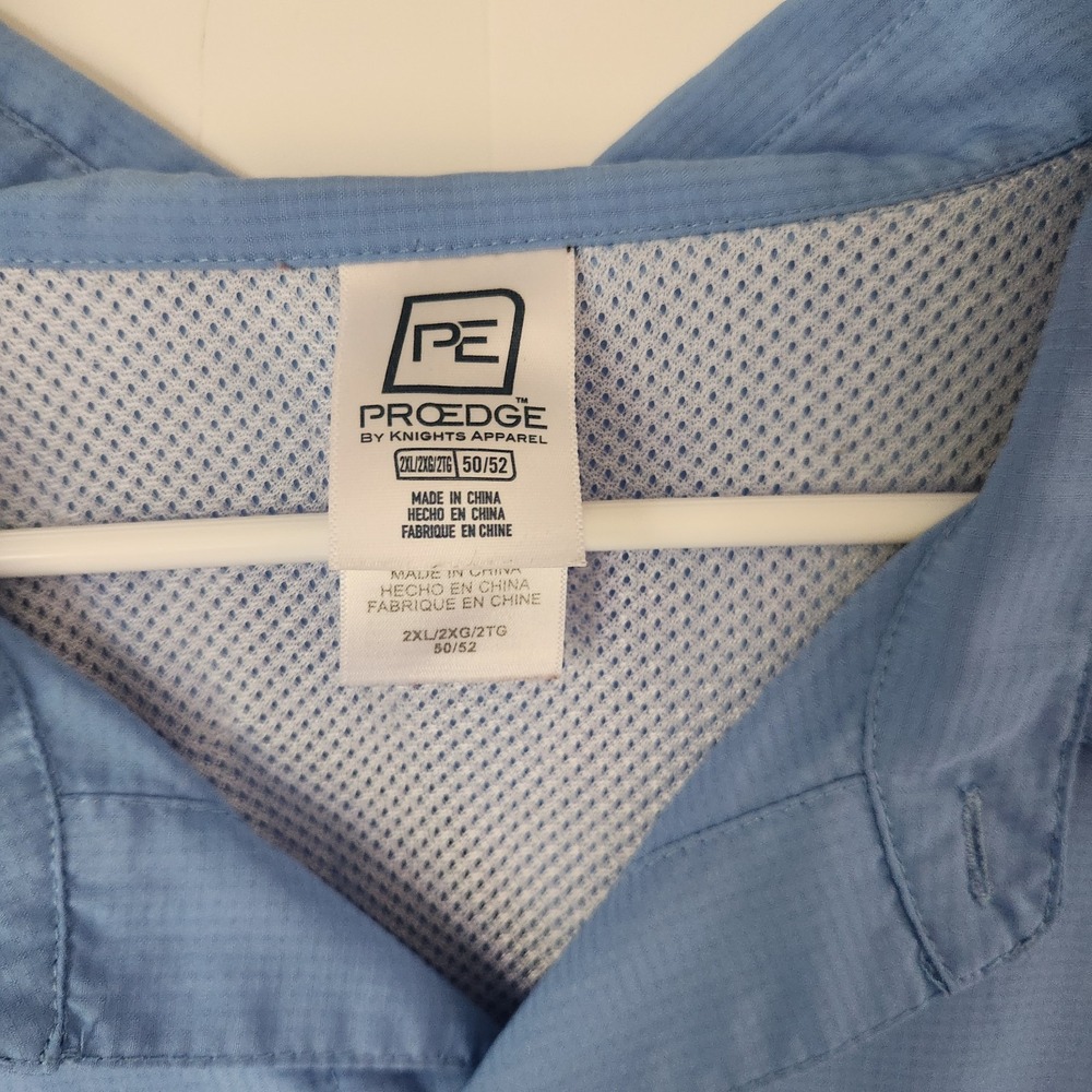 UNC Tar Heels Columbia-Style Fishing Shirt 2XL ProEdge Vented Light Blue - Picture 3 of 12